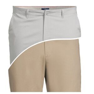 George 9" Shorts 2 Pair Mens 40 Flat Front At The Knee Stonewash Khaki‎ Gray New